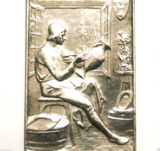 The Pottery Baker From Ancient Time Splendid Antique Art Medal Signed G Devreese photo
