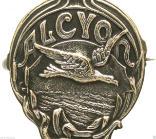 Bird Decors Art Nouveau Antique Brooch Medal To Alcyon Cycles Signed A.  Katz photo