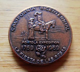 San Jose California Portola Expedition 1769 - 1969 Santa Clara Copper Medal Token photo