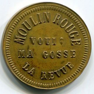 France,  Paris - Moulin Rouge La Revue Brass Shell Card Token photo