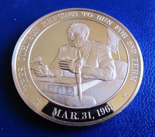 1968 March 31 President Johnson Refuses 2nd Term History Of Us Bronze Medal photo
