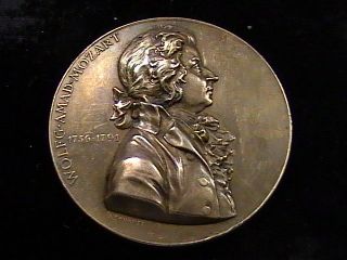 1896 Anton Scharff Commemorative Bronze Portrait Medal Wolfgang Amadeus Mozart photo