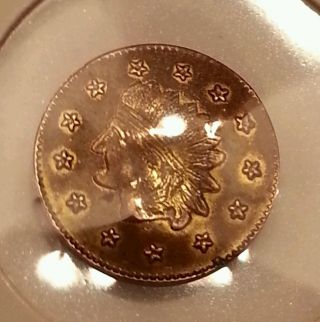 1856 California Gold Token Fractional Charm Half Dollar Size Round Indian Head photo