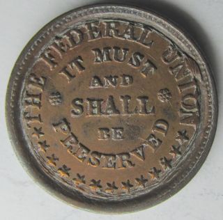 Patriotic Civil War Token Cwt Union Shall Be Preserved,  Army Navy photo