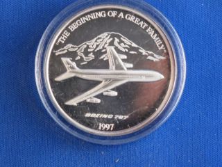 1997 Boeing 707 Employee Coin Club 1.  5 Oz Silver Art B3534l photo