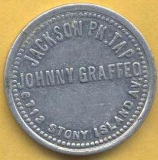 Jackson Pk.  Tap,  Johnny Graffeo,  Chicago,  Ill.  Good For 5 Cents In Drinks Token photo