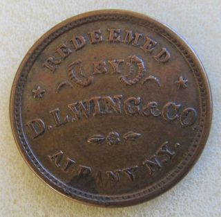 D.  L.  Wing - Union Flour,  Albany Ny,  Civil War Token Store Card - 10h - 7a photo