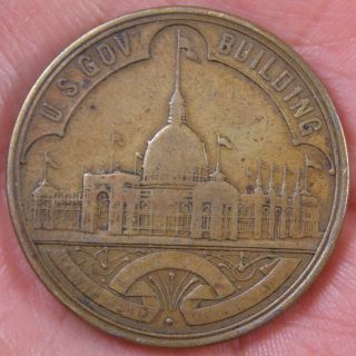 Antique 1893 Columbian Exposition U.  S.  Government Building Treasury Dept.  Medal photo