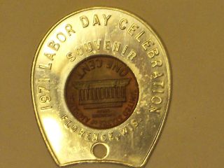Florence Wisconsin 1971 - S Encased Cent 1971 Labor Day Celebration Red Brown Unc photo