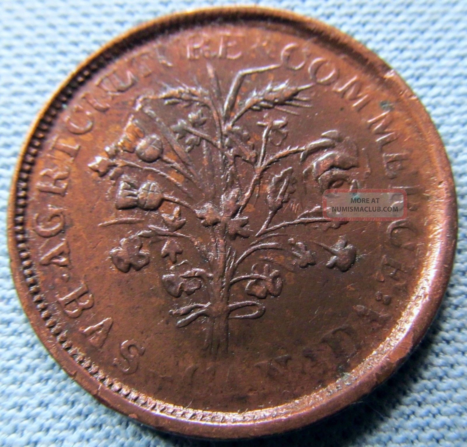 C.  1830s Lower Canada Bouquet Sous Halfpenny Token Montreal Un Sou Bas Canada 1 Coins: Canada photo