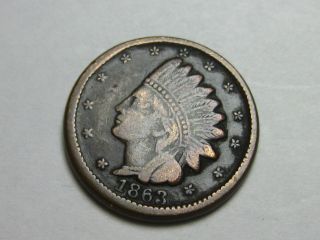 1863 Civil War Token Indian Head,  Not One Cent, photo
