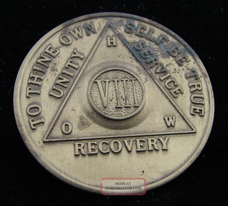 Alcoholics Anonymous H.  O.  W.  Front 8 Year Aa Back Medallion Chip Coin Token Exonumia photo