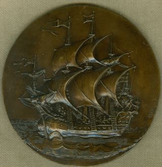 20th Century Belgium Medal To Commemorate The 17th Century Ship,  By D ' Haveloose photo