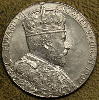 Great Britain: 1902 Edward Vii Coronation,  Royal Silver 31mm photo