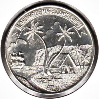 Guam - Usa 1971 450th Ann.  Magellan Landing Sterling Silver Medal (39mm) photo