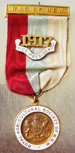 Royal Agricultural Society Nsw 1917 Vice - President Historical Badge Issue Wwi photo