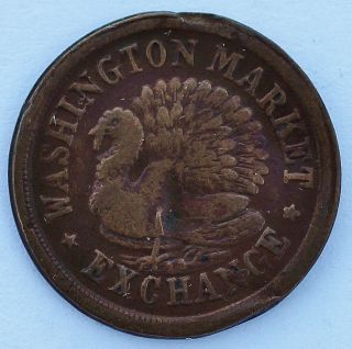 1863 Civil War Token Washington Market Exchange With Turkey / Live And Let Live photo