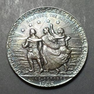 1905 Lewis & Clark Expo,  Portland,  Or,  Official Souvenir Medal,  Silver Hk - 325 photo
