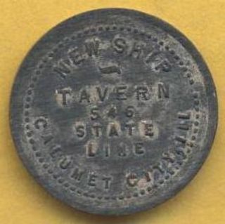 Vintage Ship Tavern,  Calumet City,  Ill. ,  Good For 5 Cents In Drinks Token photo