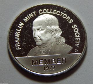 1977 Sterling Silver.  925 Franklin Collectors Society Member Token photo