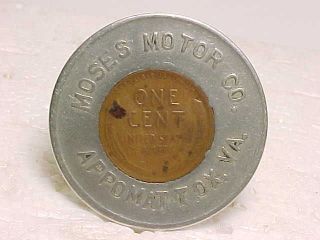 Moses Motor Co.  (chevrolet) Appomattox,  Virginia Encased 1948d Penny photo