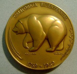 1969 California 2.  5 Inch Bronze Medal - Tom Van Sant - Medallic Art Co Perfect photo