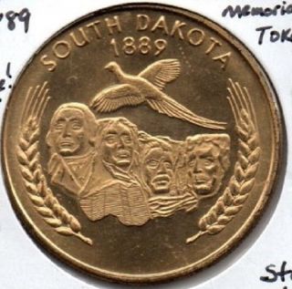 1889 South Dakota Mt Rushmore National Memorial Token Gold Plated Prooflike 596 photo