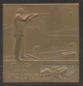 France French Art Deco Medal Plaque Shot Shooting Paquebot Ch.  Tellier By Morlon photo