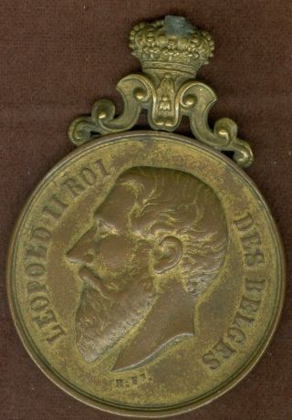 1885 Belgium Medal To Honor King Leopold Ii And The Etterbeek Festival photo