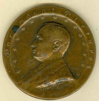 1926 American Medal Honoring Paramount Pictures,  Adolph Zukor Prsident photo
