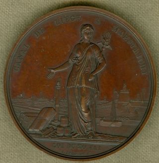 1845 Belgium Medal To Honor The Liege To Maestricht Canal,  By L.  Jehotte photo