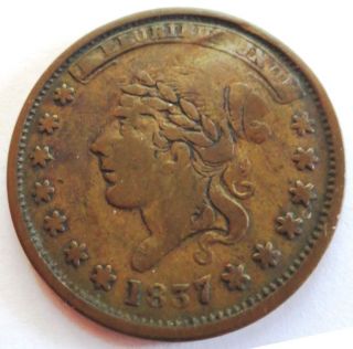 1837 Hard Times Copper Token; Millions For Defence,  Not One Cent For Tribute photo