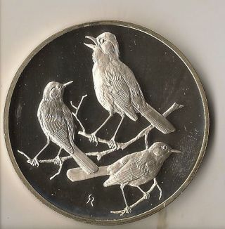 1971 Nightingales 2,  Oz Sterling Silver Art Medal Franklin Roberts Birds photo