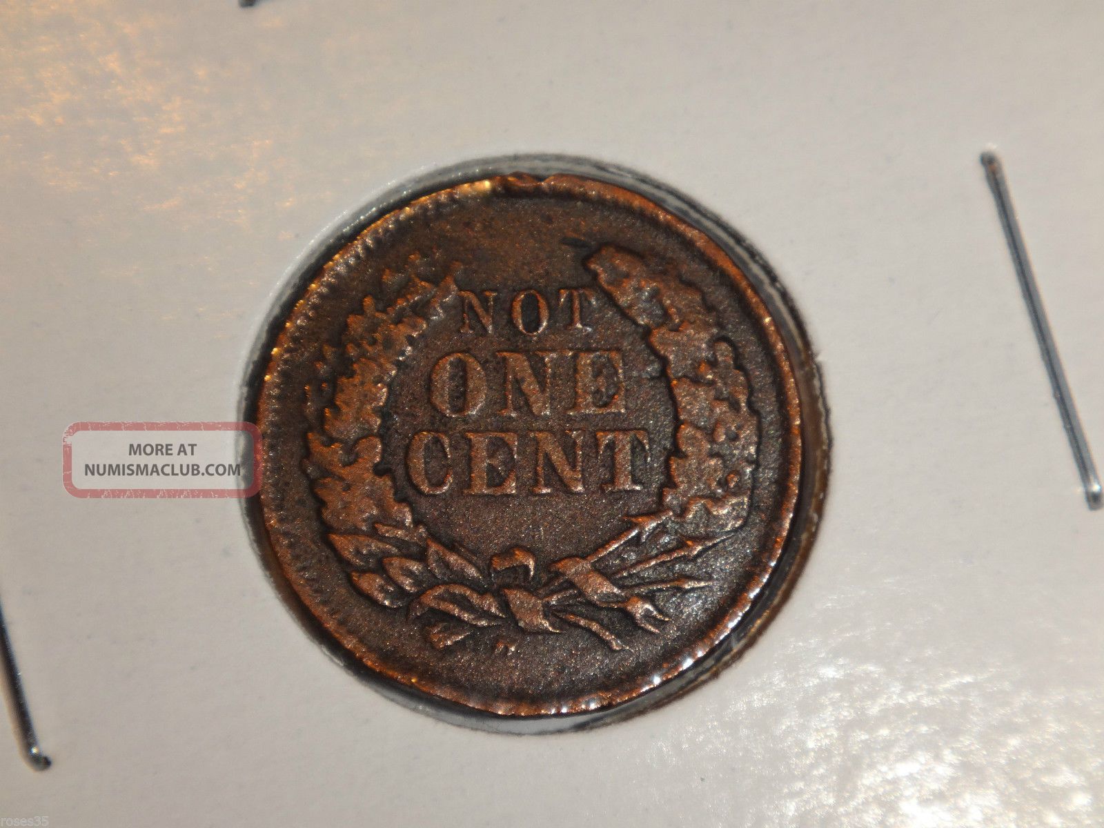1863 Indian Head Penny " Not One Cent " Civil War Token 1c Highly