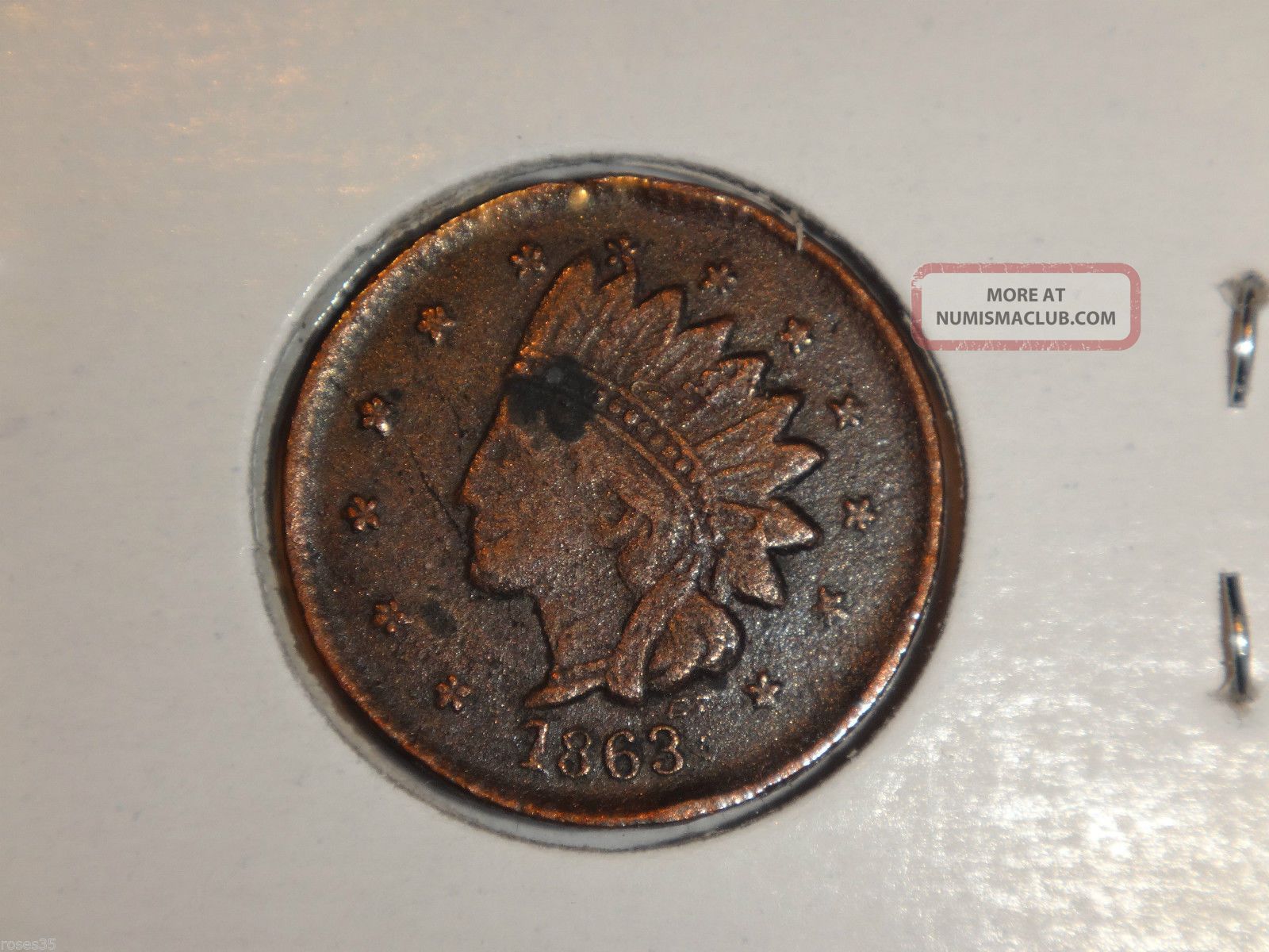 1863 Indian Head Penny " Not One Cent " Civil War Token 1c Highly Sought No Reserv