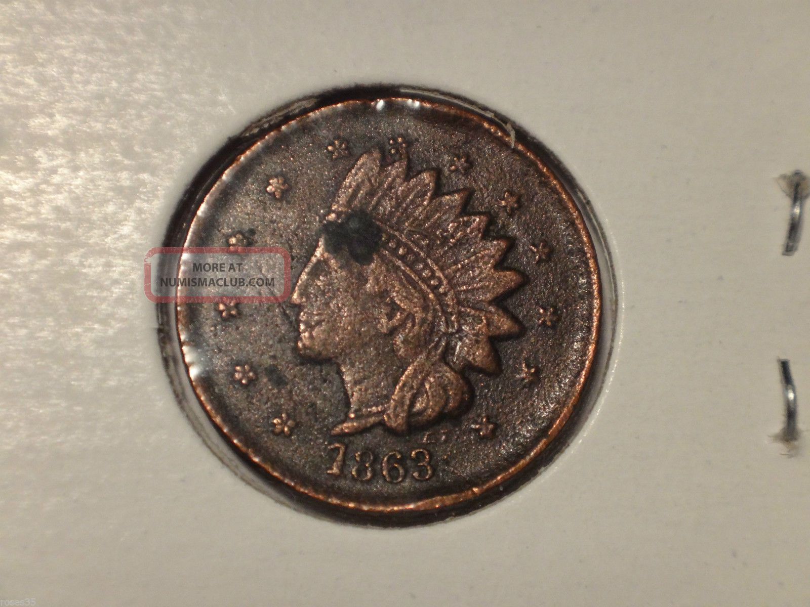 1863 Indian Head Penny " Not One Cent " Civil War Token 1c Highly