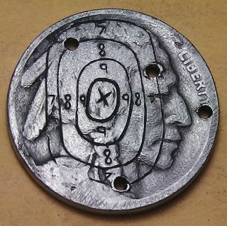 Double Sided Partial Date 1919 Target Practice Hobo Nickel With Holes By Jb photo