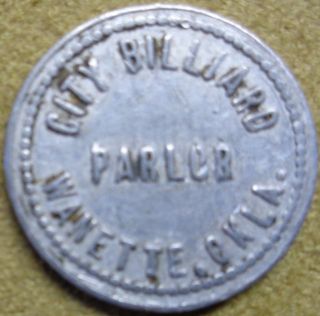 City Billiards Parlor,  Wanette,  Oklahoma - Good For 5c In Trade - Token photo