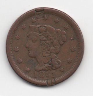 1851 Large Cent With The 