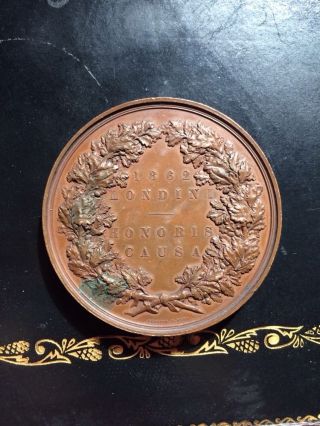 Copper Great Britain Medal 1862.  Honoris Causa Signed Leonard C Wyon photo
