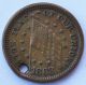 1863 Civil War Token The Flag Of Our Union / Shoot Him On The Spot Dix Holed Nr Exonumia photo 1