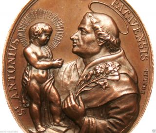 Saint Anthony Of Padua & Virgin Mary - Exquisite Antique Art Medal Signed Borrel photo