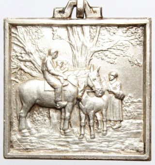 Antique Silver Plate Art Medal The Horse & Foal photo