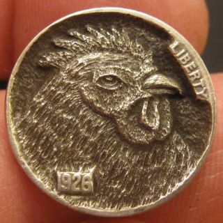 Miniature Metal Carving,  Hobo Art,  Hobo Nickel,  Rooster photo