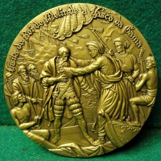 King Of Melinde & Navigator Gama 90mm 1972 Bronze Medal By Cabral Antunes photo