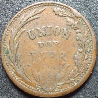 1862 Union For Ever Patriotic Civil War Token photo