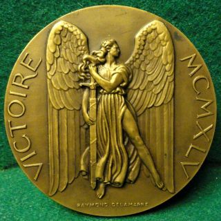 Angel - Victory 1945 French Bronze Medal 68mm By Raymond Delamarre photo