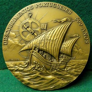 Caravel/ 6 Portuguese Navigators - Dicoveries 100mm Bronze Medal By Alves André photo