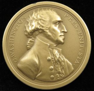 U.  S.  Medal No.  605 George Washington Presiency Relinquished 40 Mm Bronze photo