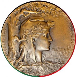 1900 Exposition Universelle Of Paris Bronze Medal By J.  C Chaplain M34 photo